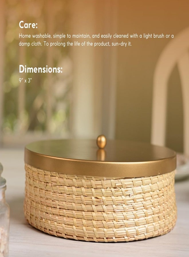 KADAM HAAT صندوق سيكي روتي مصنوع يدويًا بغطاء معدني ذهبي (طبيعي) - Image 3